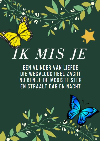 Ik mis je, moederdaggedicht voor overleden moeder