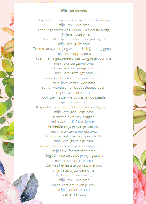 gedichten bij overlijden oma