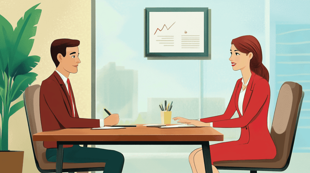 sollicitatiegesprek tussen twee mensen ze tonen zelfexpressie door hun unieke kleuren te laten zien